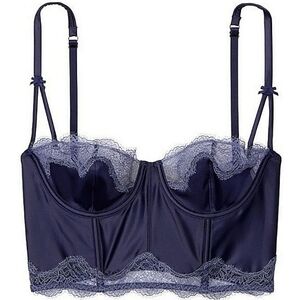 Victoria's Secret Dream Angels Blue  Coquette Lace Unlined Balconet Bra 32D NWT